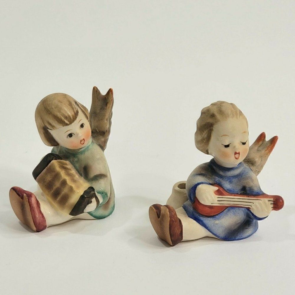 2 - Goebel‎ Hummel "Joyous News" Angel Accordion Candle Figurine